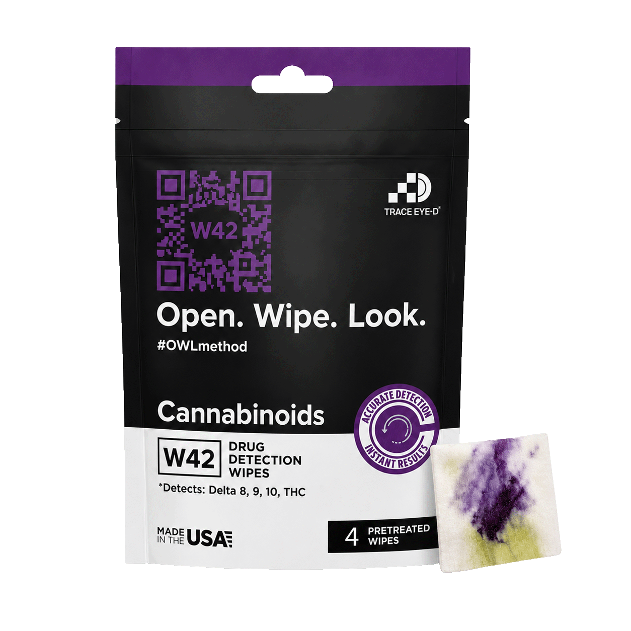 W42 Cannabinoid Detection Wipes, 10 count resealable bag